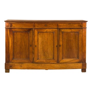 French 19th Century Walnut Enfilade with Three Drawers over Three Doors For Sale