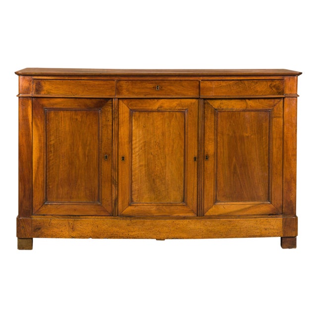 French 19th Century Walnut Enfilade with Three Drawers over Three Doors For Sale