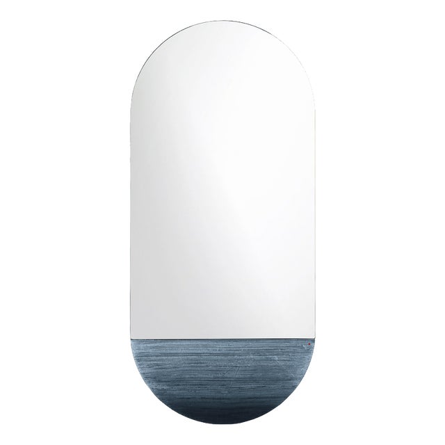 Orizzonte 55120 Short Silver Oval Mirror by Disain1971 For Sale