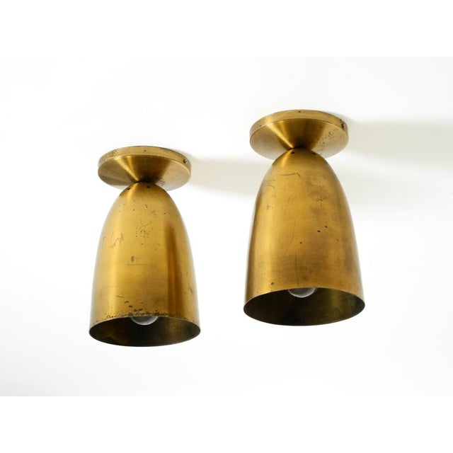 Mid-Century Modern Large Mid-Century Modern Brass Ceiling Lamps, 1950s, Set of 2 For Sale - Image 3 of 15