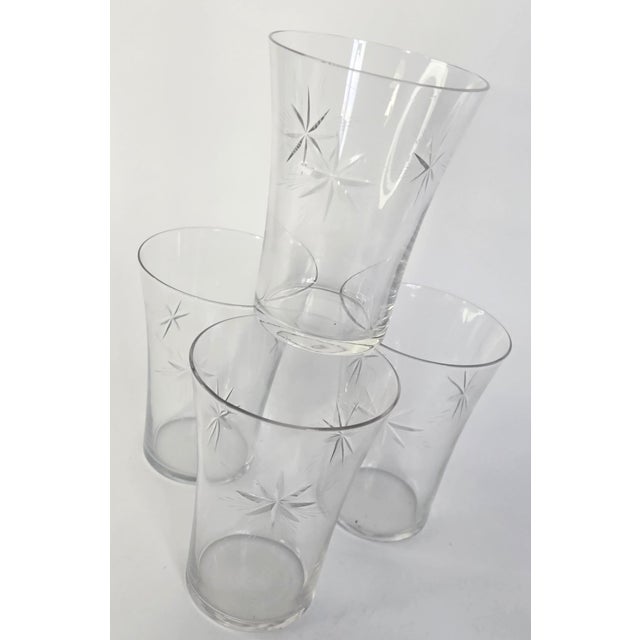 Early 20th Century Early 20th Century Carved Starburst Tumblers- Set of Four For Sale - Image 5 of 10