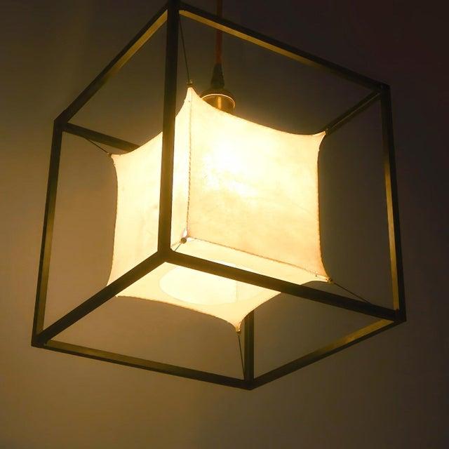 Lightmass P1 Sheepskin Pendant Light, Cube Hanging Lamp For Sale - Image 9 of 9