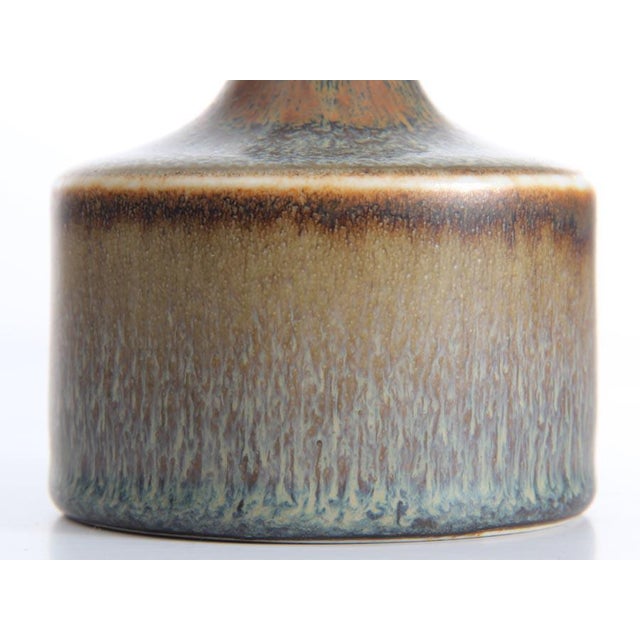 Rörstrand Brown and Blue-Grey Glaze Cabinet Vase by Carl-Harry Stalhane for Rörstrand, 1950s For Sale - Image 4 of 7