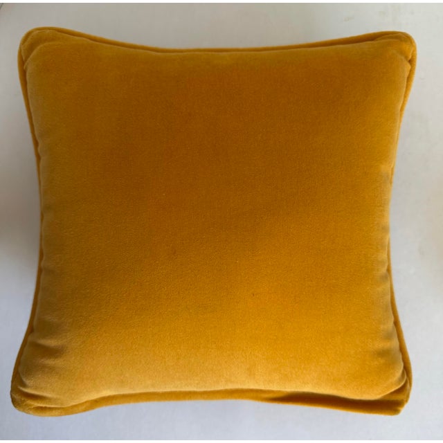 1960s Vintage Hand-Stitched Floral Needlepoint Pillow With Golden Velvet Back For Sale - Image 5 of 6