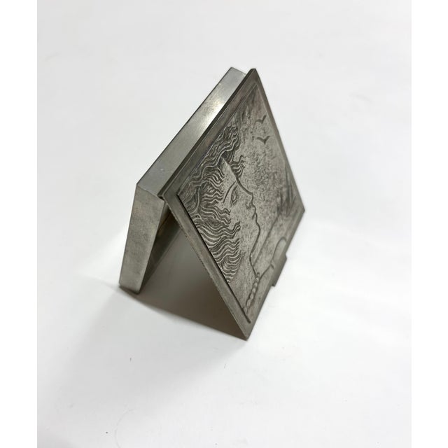Small Art Deco Pewter Cigarette Box designed by Oscar Antonsson in Sweden 1937. This piece has an attribution mark, I am...
