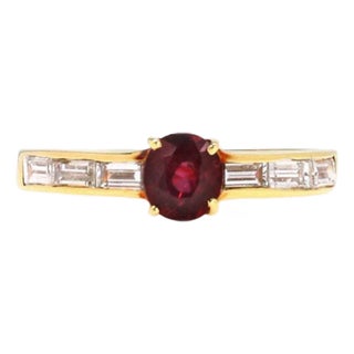 Diamond & Ruby Solitaire Ring 18k Yellow Gold 1.52ct For Sale