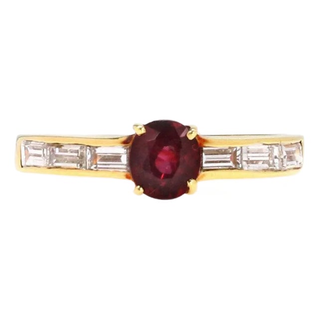 Diamond & Ruby Solitaire Ring 18k Yellow Gold 1.52ct For Sale
