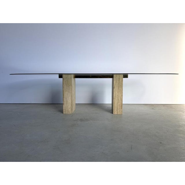 Gold Large Vintage Travertine Dining Table from Artedi, 1970s For Sale - Image 8 of 12