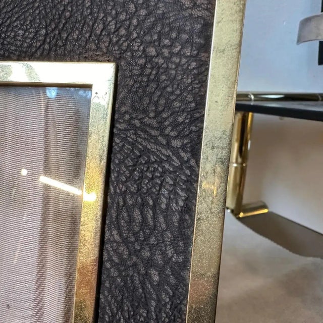 A 1970s High Quality Mid-Century Modern Brass and Skin Italian Picture Frame For Sale - Image 9 of 11