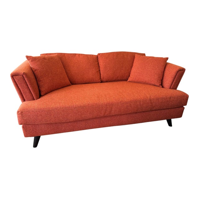 Mid-Century Modern Orange Sofa For Sale