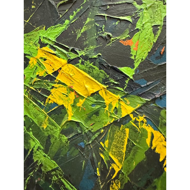 Vintage Abstract Oil on Board Painting With Heavy Impasto Original vintage frame Great texture and composition