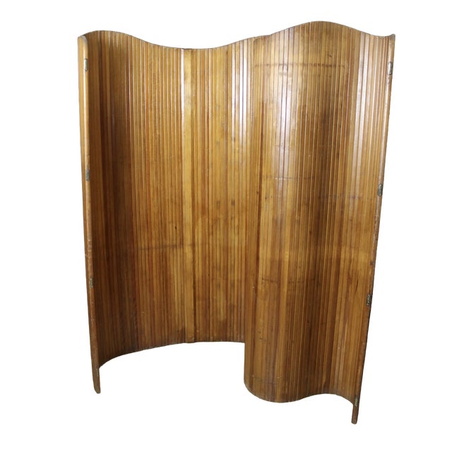 Wooden Slatted Screen from Baumann, 1950s For Sale
