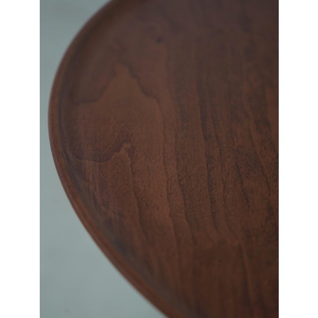 Wood Vintage Benchmade Round Pedestal Cherry Dish Top Lamp Table For Sale - Image 7 of 13