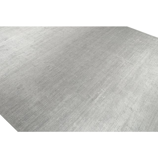 Rug & Kilim 2010s Rug & Kilim’s Modern Rug in Solid Gray and Off-White Striae - 12x16 For Sale - Image 4 of 7