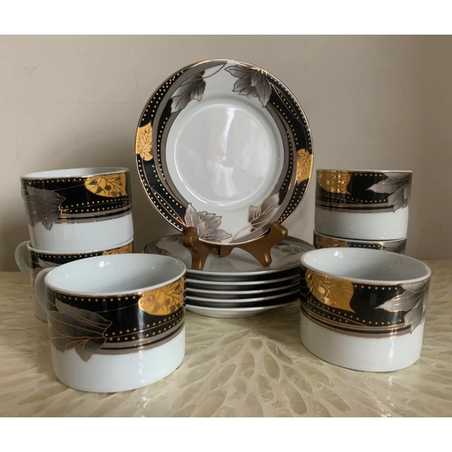 Beautiful set of cappuccino or coffee cups with saucers made by the Italian company Veroni. Service for six, includes...