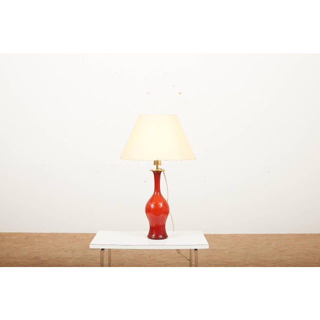 Model 3656 Table Lamp in Red Murano Glass and Parchment Shade from Paolo Venini, 1952 For Sale - Image 12 of 12