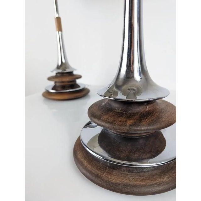 1960s Wooden and Chromed Lamps from Laurel, 1960s, Set of 2 For Sale - Image 5 of 11