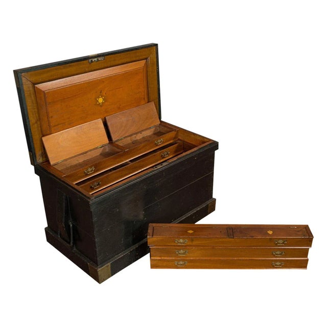1880s Victorian Mahogany Master Shipwright's Chest For Sale - Image 13 of 13