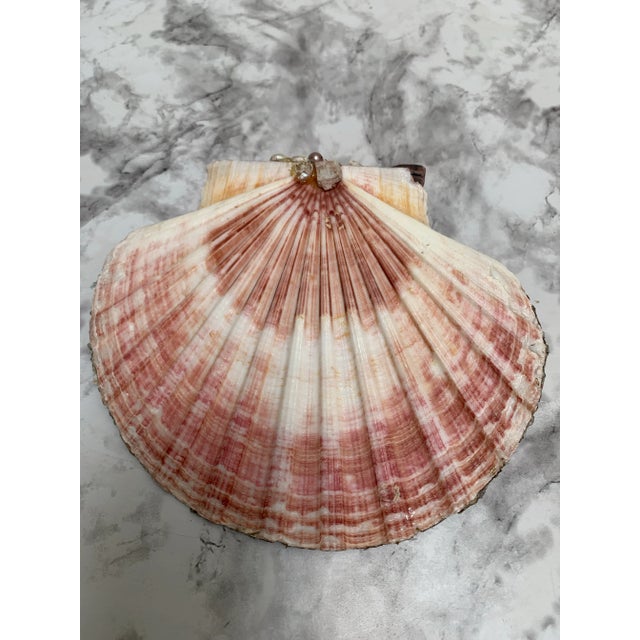Natural Handcrafted Adorned Seashell Trinket Tray For Sale - Image 4 of 5