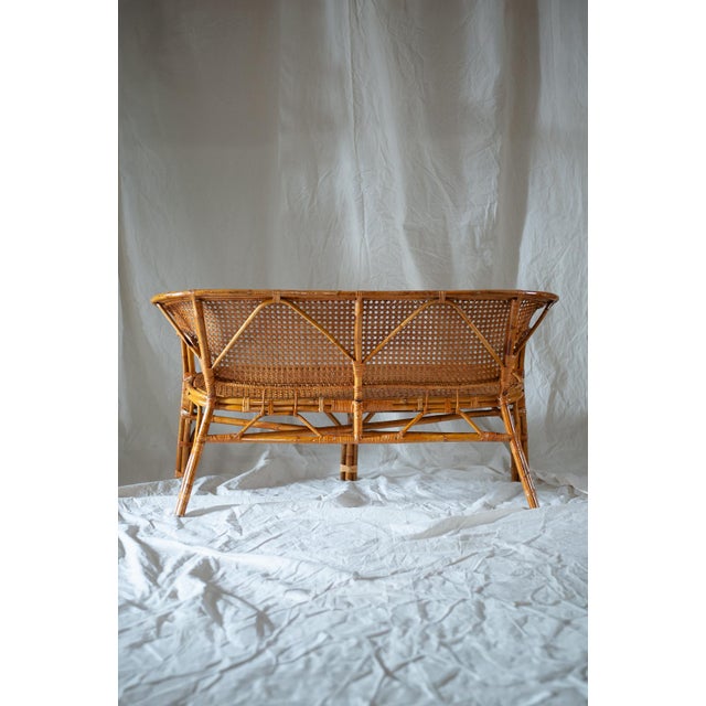 Vintage Bamboo Bench, 1970s For Sale - Image 3 of 9