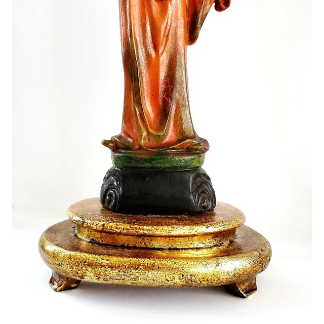 Wood Lamp Pair by Borghese 1960s Signed & Restored - New Shades For Sale - Image 7 of 18