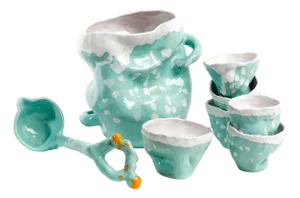 Punch Set Flora #1 Aqua by Constanza Almazàn Carrasco, Set of 8