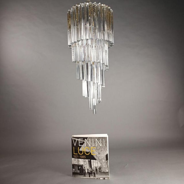Crystal Glas Trilobo Spiral Chandelier from Venini, 1960s For Sale - Image 9 of 16