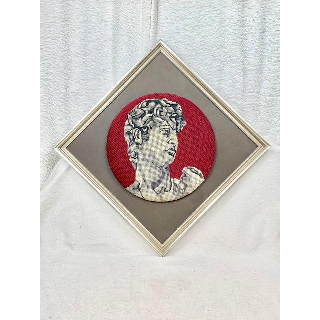 Vintage Framed Handmade “David” Needlepoint For Sale - Image 9 of 9