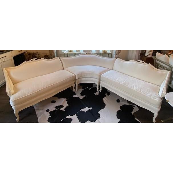 Vintage White Sectional with Carved Wood Frame For Sale - Image 10 of 10
