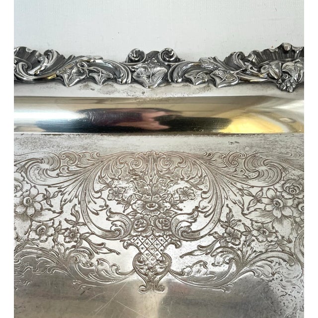Antique Wilcox Silverplate English Scroll Butlers Tray For Sale - Image 4 of 9
