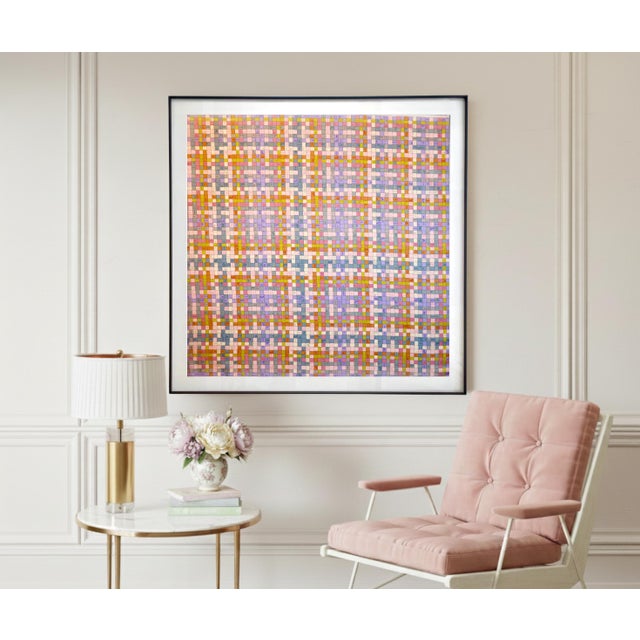 This beautiful art piece is an authentic framed Hermès scarf called "Bolduc au Carré" and designed by Caty Latham in 2007....