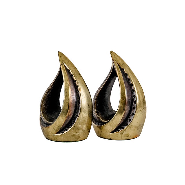 Pair of Ben Seibel for Jenfred-ware Brass "Flame" Bookends (c.1950). Ben Seibel (1918–1985) was an acclaimed mid-century...