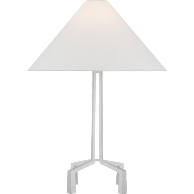Modern Marie Flanigan by Visual Comfort Signature Clifford Medium Table Lamp in Plaster White with Linen Shade For Sale - Image 3 of 3