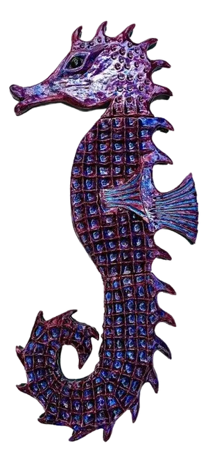Original Large Ceramic "Seahorse" Wall Sculpture by Florida Artist Rexx Fischer