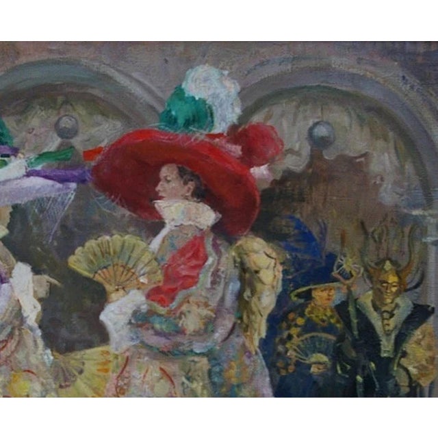 Campaign Venice Carnival Oil Painting, Ukrainian Artist, Socialist Realism 85-105 For Sale - Image 3 of 6