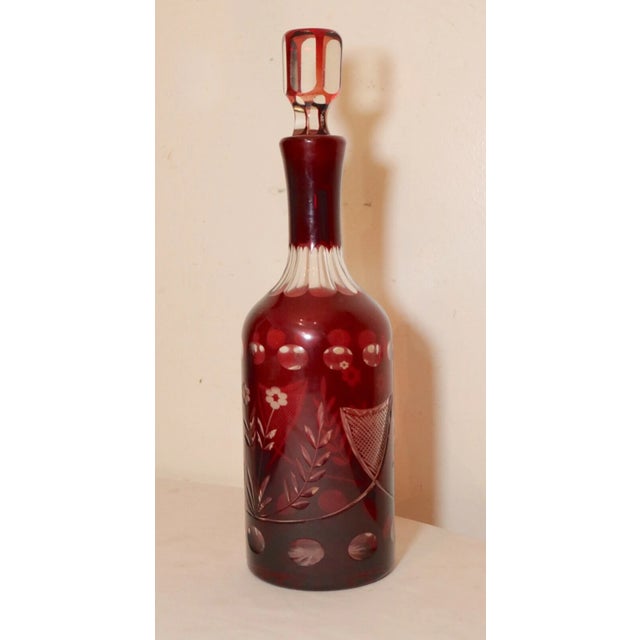 Up for sale is a very nice quality antique hand cut to clear Czech, Bohemian crystal decanter. It is deeply cut with very...