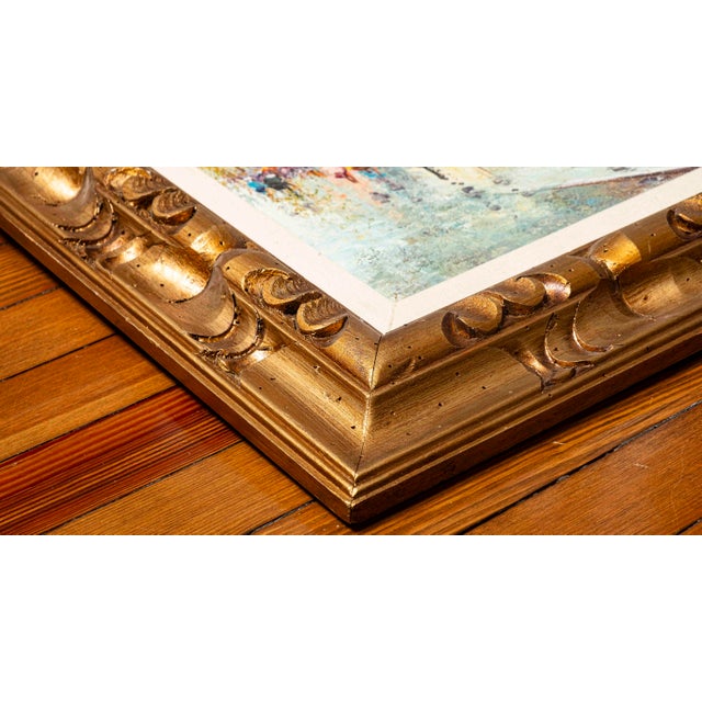Vintage Parisian Boulevard Oil Painting by Rocco in Ornate Gilt Frame For Sale - Image 11 of 16