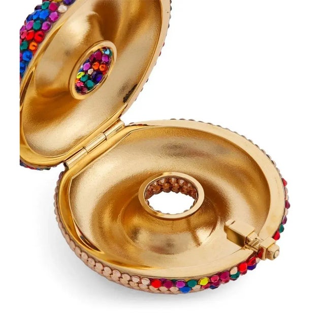 Art Deco 2020 Judith Leiber Donut Pillbox Doughnut Rainbow Sprinkles Pill Box For Sale - Image 3 of 6