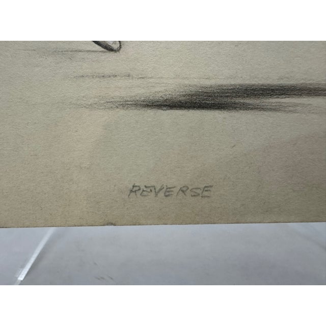 1940s Original Signed Graphite Illustration of Female Tennis Player, 7" X 9.25". For Sale - Image 5 of 7