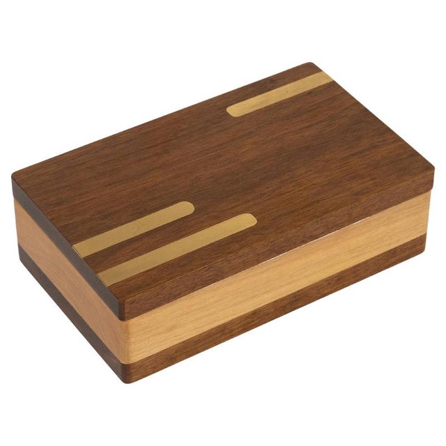 Midcentury Rectangular Decorative Box in Wood and Brass, 1970s For Sale - Image 17 of 17