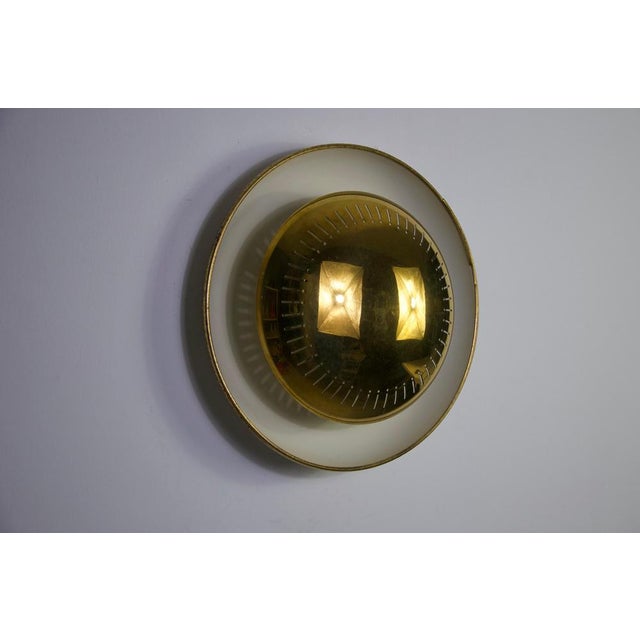 Gold Mid-Century Brass Flush Mount or Wall Lamp attributed to Hillebrand Leuchten, 1960s For Sale - Image 8 of 13