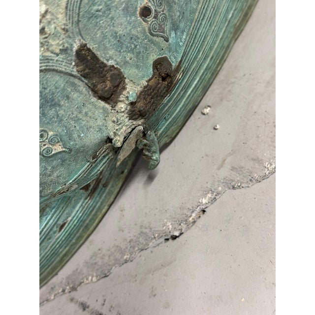 Art Deco Early 20th Century Pair of Southeast Asian Bronze Rain Drums with Great Patina For Sale - Image 3 of 18