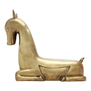 Late 20th Century Recumbent Stylized Brass Horse Foal