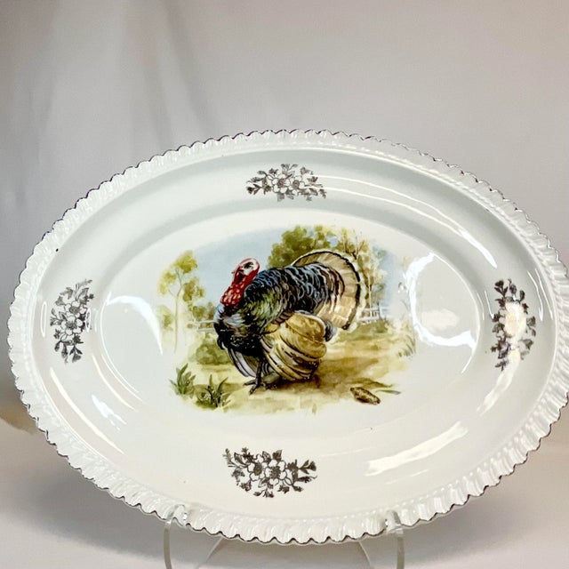 1950s 1950s Arts & Crafts Americana Boho Chic Thanksgiving Turkey Platter, Homer Laughlin For Sale - Image 5 of 13