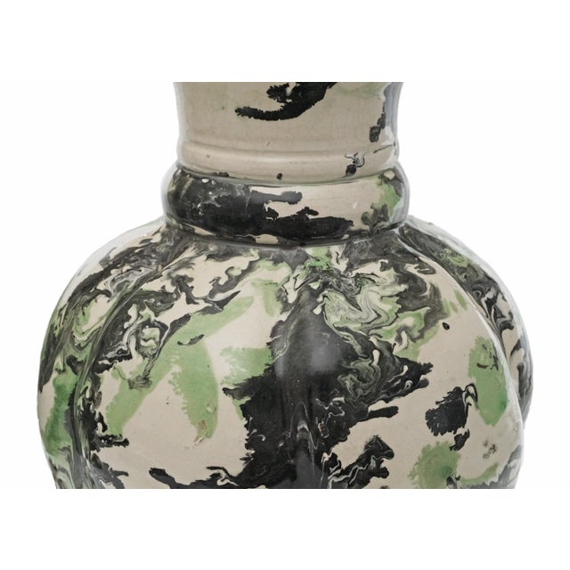 Mid-Century Modern Vintage Italian Marbleized Terracotta Table Lamp Signed For Sale - Image 9 of 11