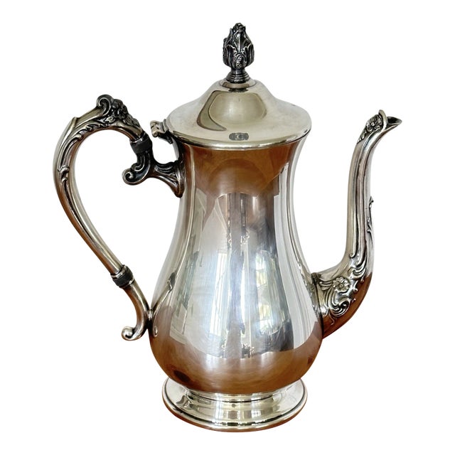 Vintage Silver Plate Ornate Coffee Pot For Sale