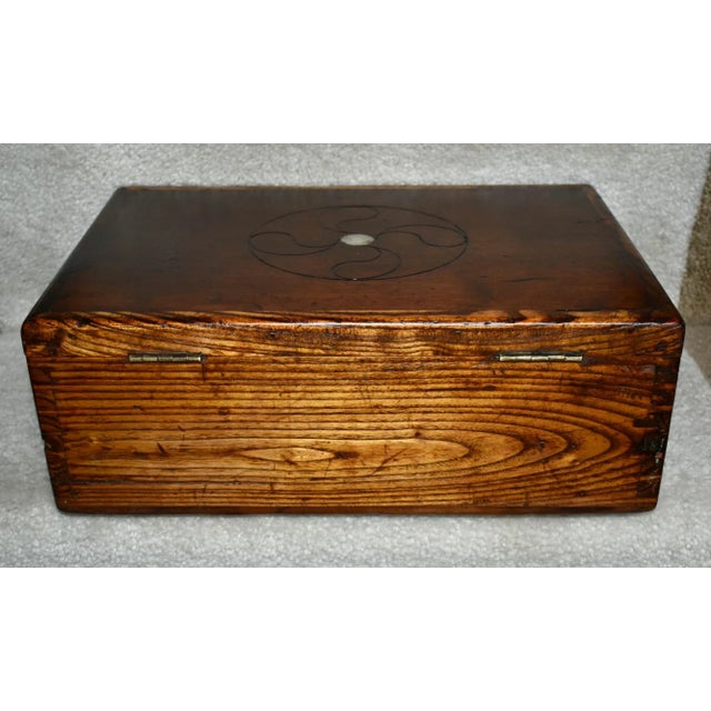 Antique Inlaid Oak & Cherry Carved & Hand Dovetailed Box For Sale - Image 9 of 13