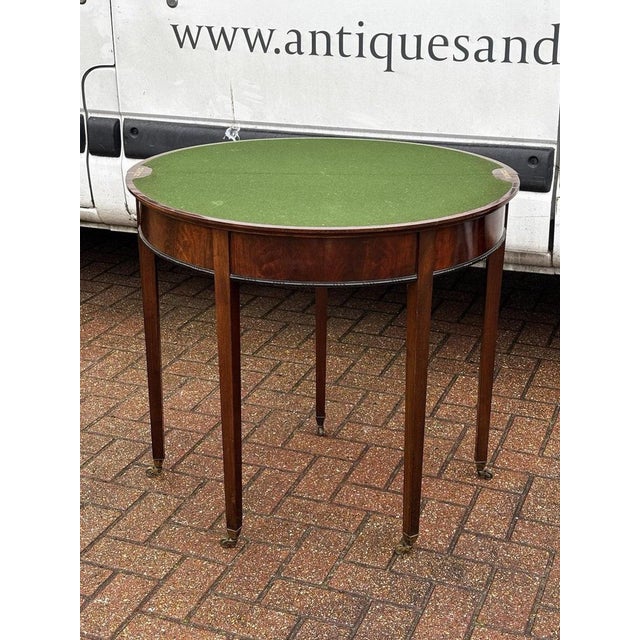 Wood Antique Mahogany Game or Console Table with Fold-Over Lid For Sale - Image 7 of 11