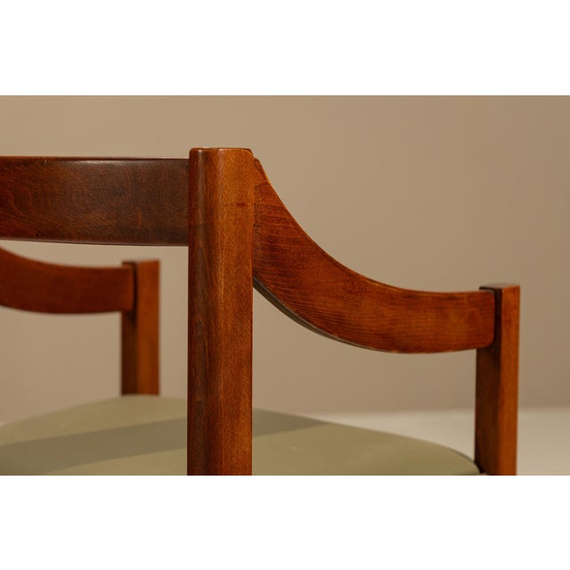 Dining Chairs in Stained Ash and Green Leatherette, Italy, 1970s, Set of 6 For Sale - Image 11 of 13