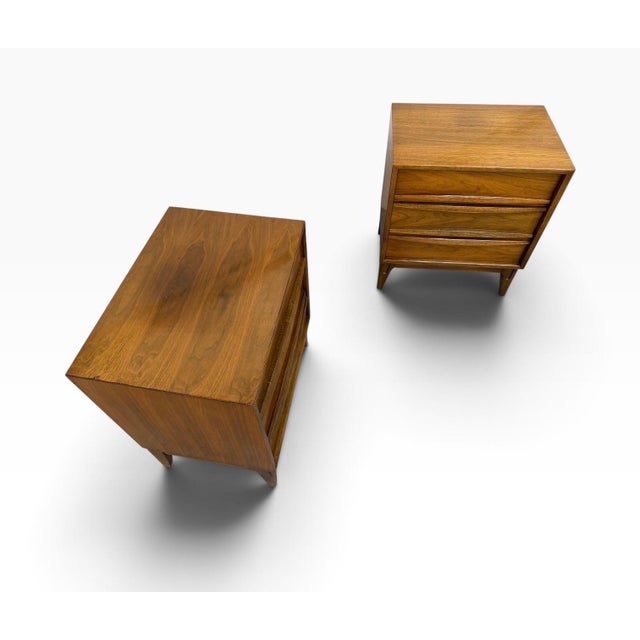 Mid-Century Modern 3-Drawer Walnut Nightstands - Set of 2 For Sale - Image 4 of 9